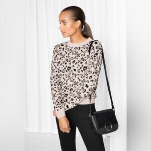Anthropologie & Other Stories Wool Blend Animal Print Crew Neck Sweater Small